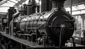 Old fashioned steam powered factory produces metal machinery generated by AI Royalty Free Stock Photo