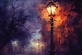 Old fashioned Streetlamp at Night Valentine Day background Royalty Free Stock Photo