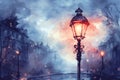 Old fashioned Streetlamp at Night Valentine Day background Royalty Free Stock Photo