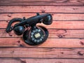 Old Fashioned Telephone Handset On Table Royalty Free Stock Photo