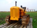 An Old-fashioned Tractor On Display In Saskatchewan