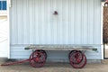 Old-fashioned trolley, exhibition, retro carriage in Frisco railway museum.