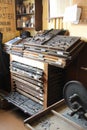 Old fashioned typesetters desk Royalty Free Stock Photo