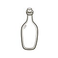 Old fashioned vintage corked bottle hand drawing on white background