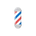 Old fashioned vintage glass barber shop pole with stripes.