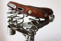 Old-fashioned vintage leather bike saddle