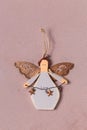 Retro Christmas tree ornaments. Wooden angel ornament