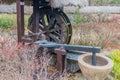 Old fashioned waterwheel mill at Gwanghallu Pavilion park Royalty Free Stock Photo