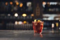 Old fashioned whiskey cocktail on bar Royalty Free Stock Photo