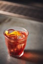 Old fashioned whiskey cocktail on bar Royalty Free Stock Photo