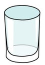 Old fashioned whiskey tumbler rocks cocktail glass. Stylish doodle cartoon style gin colored vector illustration. For