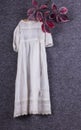 Old fashioned white cotton dress with lace