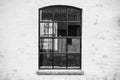 Old fashioned window with transparent glass in black and white