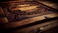 Old fashioned wooden door with antique handle close up ,generative AI