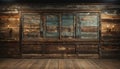 Old fashioned wooden door in rustic, abandoned building generated by AI