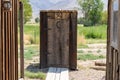 Old fashioned wooden outhouse bathroom portable potty Royalty Free Stock Photo