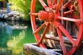 old-fashioned wooden shipwheel engrossed in coral