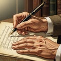 Of old-fashioned writing or study in a traditional, possibly Royalty Free Stock Photo