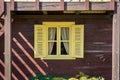 Old fashioned yellow window frame