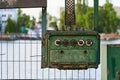 An old faulty control panel from a port crane