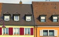 Old faÃÂ§ade with red and white shutters and windows in Breisach am Rhein Schwarzwald germany