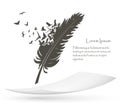 Old feather with flying birds and paper Royalty Free Stock Photo