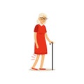 Old Female Character Bad Knee Pain Colourful vector Toon Cute Illustration Royalty Free Stock Photo