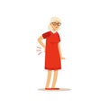 Old Female Character Has A Bad back Pain Colourful vector Toon Cute Illustration Royalty Free Stock Photo