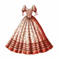 Nostalgic Renascent Dress Illustration On White Background
