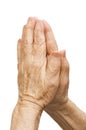 Old female hands pray Royalty Free Stock Photo
