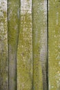 An old fence or wall made of wooden planks with peeling and cracked green paint Royalty Free Stock Photo