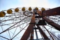 Old ferris wheel in the ghost town of Pripyat. Consequences of the accident at the Chernobil nuclear power plant