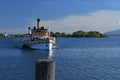 Old ferry crossing the Chiemsee lake, Bavaria, Germany