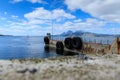 Old ferry dock in fjord in Norway, Europe Royalty Free Stock Photo