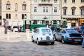 Old Fiat cars like 500 and Porche car exposed at the National Day of the Vintage Vehicle, Trieste