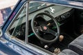 Old Fiat steering wheel on focus at the local veteran car show