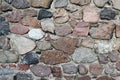 Old fieldstone wall of field rocks. full frame background Royalty Free Stock Photo