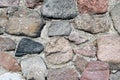 Old fieldstone wall of field rocks. full frame background Royalty Free Stock Photo