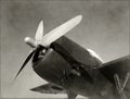 Old fighter airplane nose view Royalty Free Stock Photo