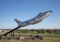 Old fighter plane on display outside the Perrin Air Force Base Historical Museum at North Texas Regional Airport in Denison, Texas Royalty Free Stock Photo