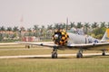 Old fighter plane landing Royalty Free Stock Photo