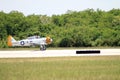 Old fighter plane lands Royalty Free Stock Photo