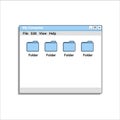 Old file explorer program in blue color with files and folders. Royalty Free Stock Photo