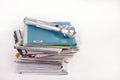 Old files and flashlight Royalty Free Stock Photo