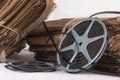 Old files and vintage film strip Royalty Free Stock Photo