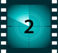 Old film movie countdown frame. Old vintage retro cinema vector timer count Royalty Free Stock Photo