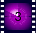 Old film movie countdown frame. Old vintage retro cinema vector timer count Royalty Free Stock Photo