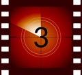 Old film movie countdown frame. Old vintage retro cinema vector timer count Royalty Free Stock Photo