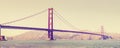 Old film retro stylized Golden Gate Bridge in San Francisco, USA