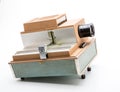 Old film slide projector on white Royalty Free Stock Photo